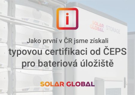 Jako první v ČR jsme získali typovou certifikaci od ČEPS pro bateriové úložiště